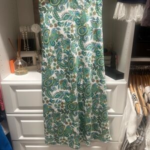 Loft Petite Paisley Maxi Skirt in Green and Blue